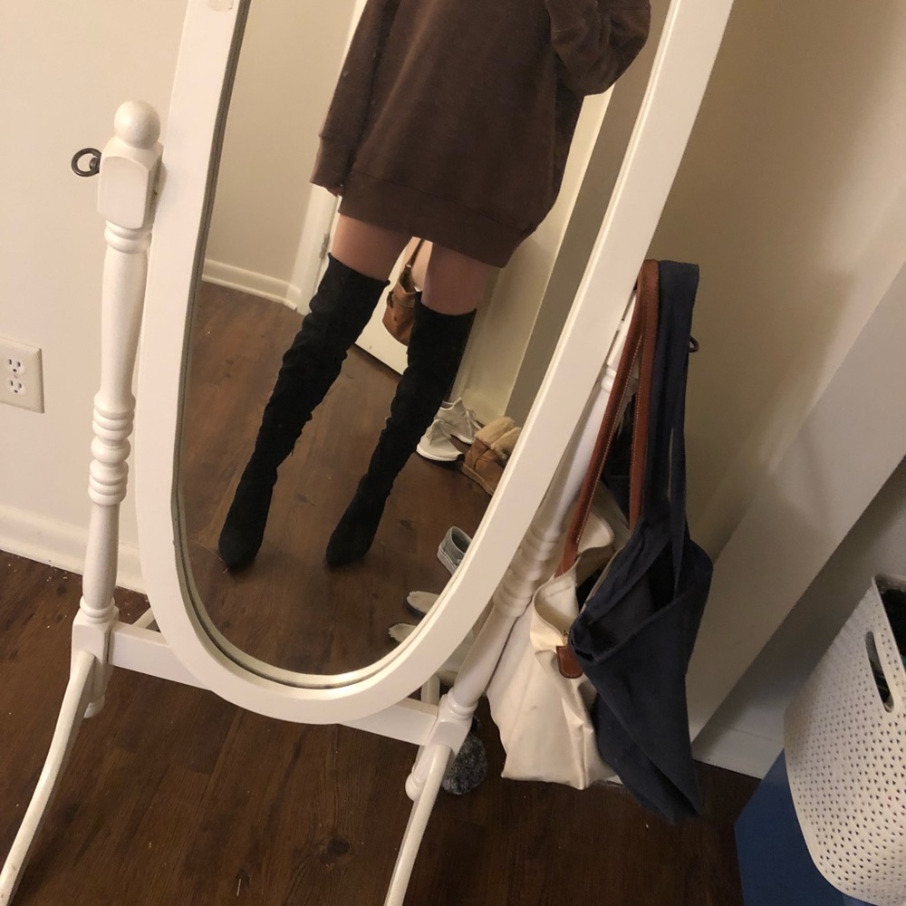 Thigh high suede boots